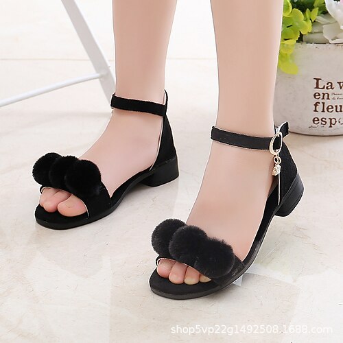 

Girls' Sandals Flower Girl Shoes Children's Day PU Princess Shoes Big Kids(7years ) Party Daily Black Pink Red Fall Summer