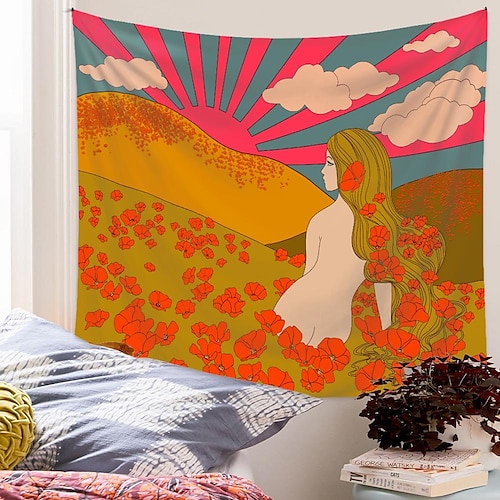 

psychedelische abstrakte Wandteppich Kunstdekor Decke Vorhang Picknick Tischdecke hängend Zuhause Schlafzimmer Wohnzimmer Wohnheim Dekoration Polyester Arabeske Pilz Trippy Mountain