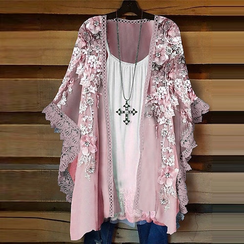 

Per donna Giacca sportiva Esterno Strada Giornaliero Primavera Estate Standard Cappotto Standard Traspirante Streetwear Informale Giacca Mezza manica Floreale Colore graduale e sfumato Stampa Blu