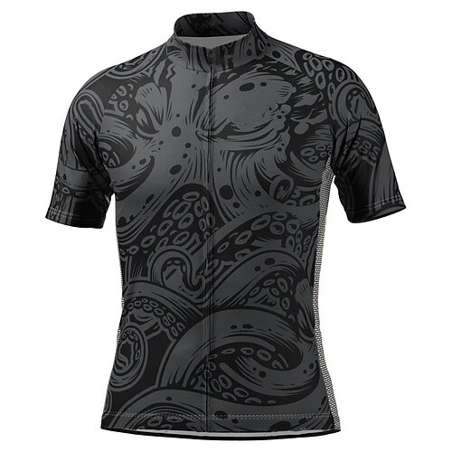 

CAWANFLY Men's Cycling Jersey Short Sleeve Bike Tee Tshirt Jersey Top with 3 Rear Pockets Road Bike Cycling Anti-Slip Sunscreen UV Resistant Cycling Black Polyester Sports Clothing Apparel