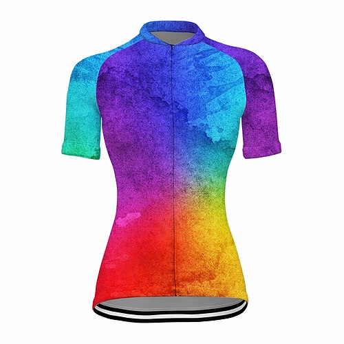 

21Grams Women's Cycling Jersey Short Sleeve Bike Top with 3 Rear Pockets Mountain Bike MTB Road Bike Cycling Breathable Quick Dry Moisture Wicking Reflective Strips Purple Gradient Polyester Spandex