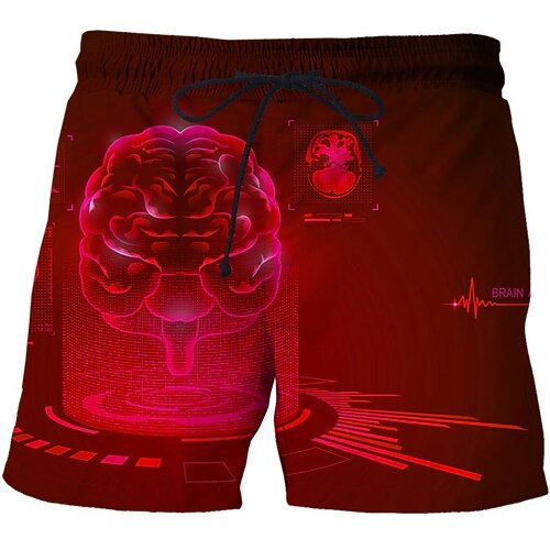 

Men's Casual Fashion Shorts Beach Shorts 3D Print Elastic Drawstring Design Knee Length Pants Daily Holiday Micro-elastic Graphic Technology Pattern Comfort Soft Mid Waist Green Blue Dark Blue Red M