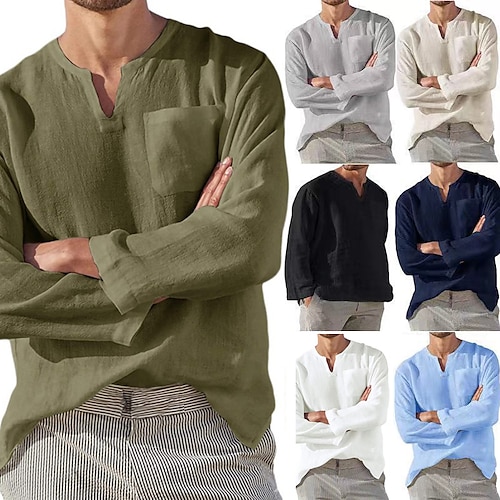 

Men's Hiking Shirt / Button Down Shirts Henley Shirt Top Outdoor Breathable Quick Dry Lightweight Sweat wicking Summer Navy ArmyGreen Blue Fishing Climbing Beach