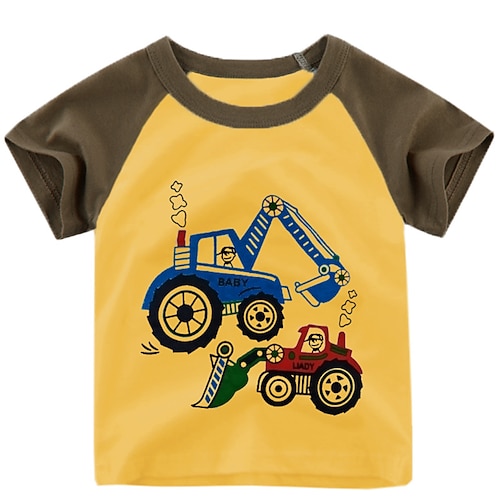 

Kids Boys T shirt Animal Daily Short Sleeve Cool Cotton 2-8 Years Summer Green Blue Yellow