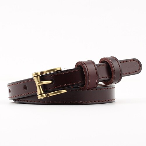 

Women's Unisex Leather Belt Cowhide Prong Buckle Plain Casual Classic Party Daily White Black Red Brown