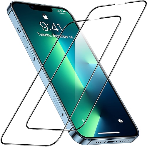 

[2PCS] Shatterproof Screen Protector for iPhone 13 12 Pro Max mini 11 Pro Max SE 2020 XR XS Max Full Coverage Military Grade Protection & Zero Bubble Clear Tempered Glass Case Friendly