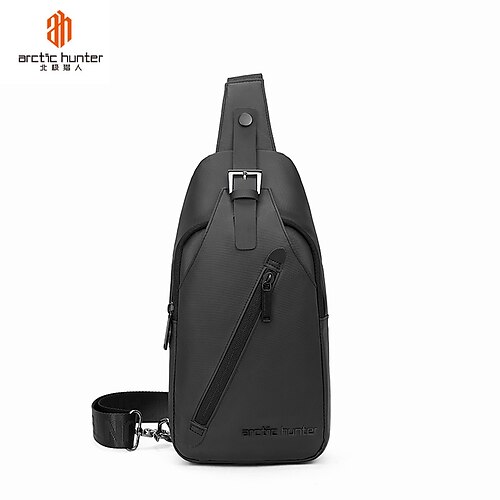 

Men's Sling Shoulder Bag Polyester Zipper Solid Color Daily Black