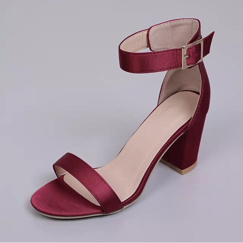 

Women's Sandals Daily Ankle Strap Sandals Summer Buckle Chunky Heel Ankle Strap Heel Peep Toe PU Leather Ankle Strap Solid Colored Black Green Red