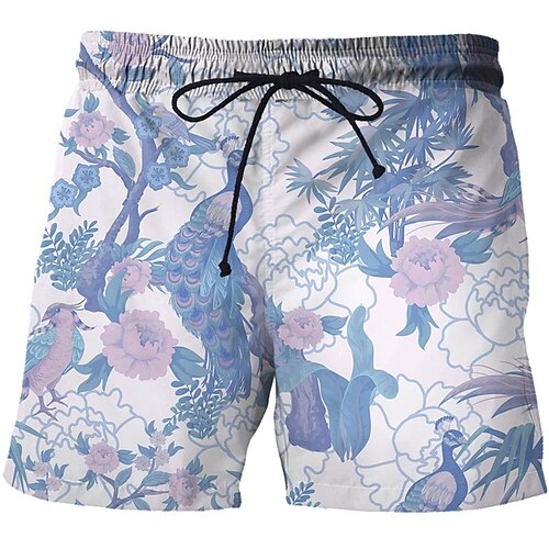 

Men's Casual Fashion Shorts Beach Shorts 3D Print Elastic Drawstring Design Knee Length Pants Daily Holiday Micro-elastic Graphic Flower / Floral Comfort Soft Mid Waist Blue White Black Pink M L XL