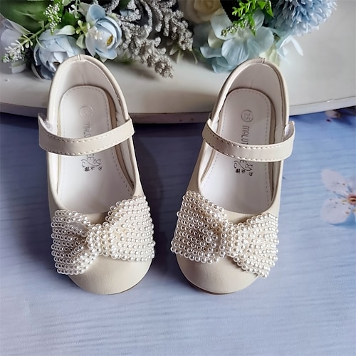 

Girls' Flats Flower Girl Shoes Microfiber Little Kids(4-7ys) Ivory Fall Spring