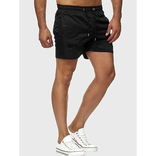 

Men's Swim Shorts Swim Trunks Board Shorts Drawstring Elastic Waist Print Quick Dry Black Blue