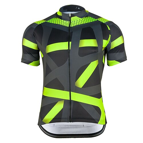 

21Grams Men's Cycling Jersey Short Sleeve Bike Top with 3 Rear Pockets Mountain Bike MTB Road Bike Cycling Breathable Quick Dry Moisture Wicking Reflective Strips Green Blue Polyester Spandex Sports