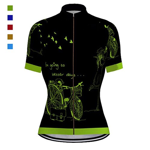 

21Grams Women's Cycling Jersey Short Sleeve Bike Top with 3 Rear Pockets Mountain Bike MTB Road Bike Cycling Breathable Quick Dry Moisture Wicking Reflective Strips Yellow Sky Blue Red Cartoon