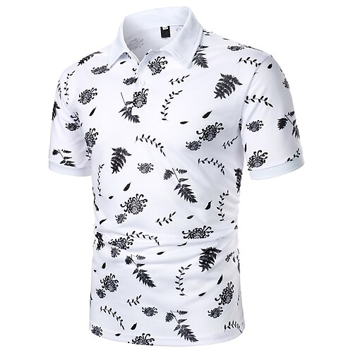 

Homme Chemise T Shirt golf Chemise décontractée Vacances Feuille de palmier Col Classique Noir / Blanc Print Extérieur Casual Manches Courtes Bouton bas Imprimer Vêtement Tenue Mode Blocs de Couleur