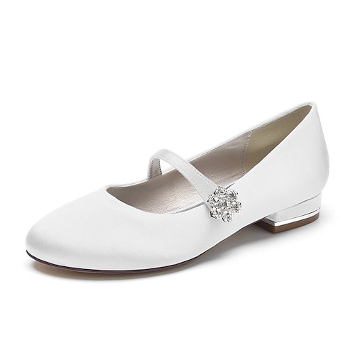 

Femme Chaussures de mariage Chaussures habillées Mariage Soirée Appartements de mariage Eté Strass Talon Plat Bout rond Elégant Doux Satin Bande élastique Couleur Pleine Vin Noir Blanche