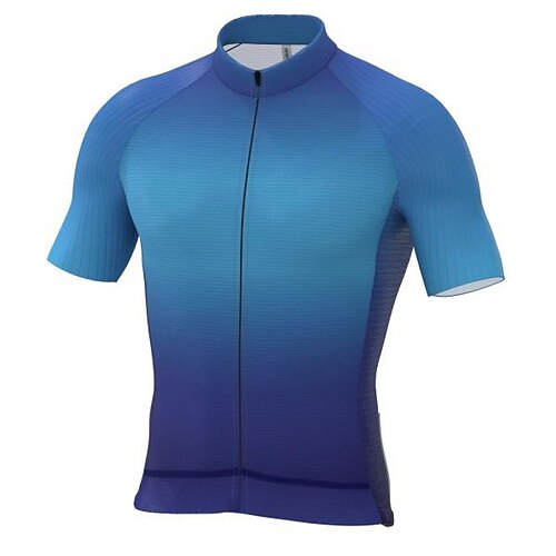 

21Grams Men's Cycling Jersey Short Sleeve Bike Top with 3 Rear Pockets Mountain Bike MTB Road Bike Cycling Breathable Quick Dry Moisture Wicking Reflective Strips Blue Gradient Polyester Spandex