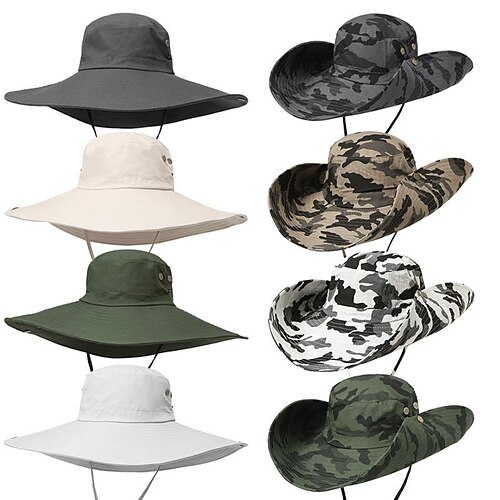 

Men's Women's Sun Hat Fishing Hat Hiking Hat Boonie hat Wide Brim Summer Outdoor UV Sun Protection Breathable Quick Dry Soft Hat Army green camouflage Khaki camouflage Solid beige for Fishing