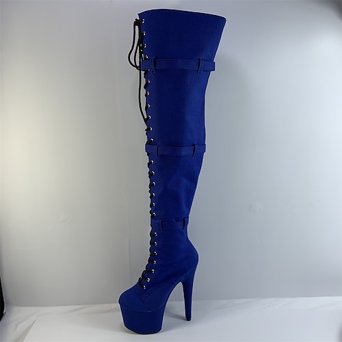 

Women's Boots Daily Beach Sexy Boots Heel Boots Lace Up Boots Over The Knee Boots Pumps Round Toe Closed Toe PU Leather Zipper Solid Colored Blue