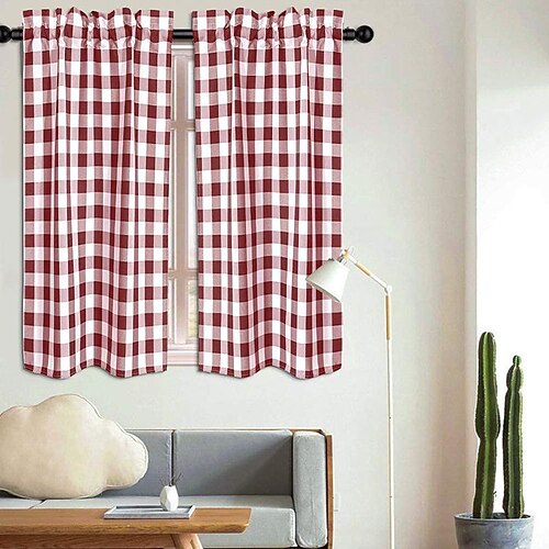 

1 Panel Valance Tier Curtains Semi Sheer Curtain Coffee Curtain Rod Pocket Window Decor for Bar Living Room Bedroom Front