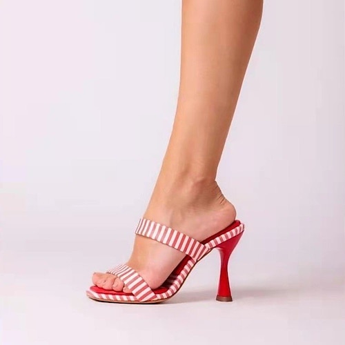 

Damen Sandalen Übergrössen Arbeit Täglich Sommer Stöckelschuh Runde Zehe Minimalismus PU Leder Halbschuhe Einfarbig Weiß Rot