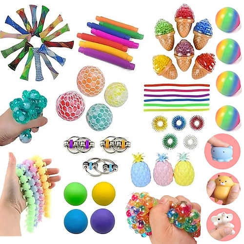 

15pcs Sensory Fidget Toys Set Bundle-DNA Marble and Mesh Stress Relief Balls with Fidget Hand Toys for Boy Girl Adults Calming Toys for ADHD Autism Anxiety Relief