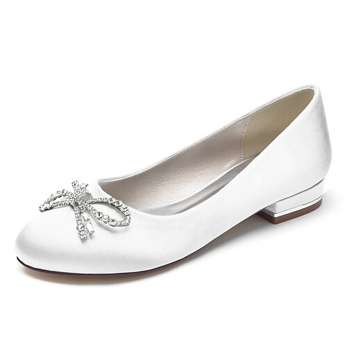 

Femme Chaussures de mariage Chaussures habillées Mariage Soirée Appartements de mariage Eté Strass Talon Plat Bout rond Elégant Doux Satin Mocassins Couleur Pleine Vin Noir Blanche