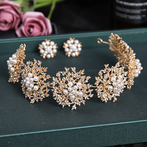 

Crown Tiaras Headbands Headpiece Imitation Pearl Rhinestone Wedding Party / Evening Retro With Faux Pearl Headpiece Headwear