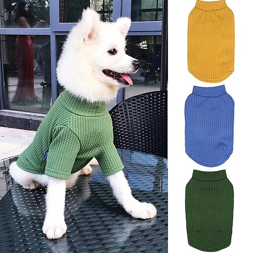 

Spring Autumn Striped Pet Dog Clothes T-shirts Pet Clothing For Small Medium Dogs Turtleneck Bottoming Shirts Casual Outer Wear