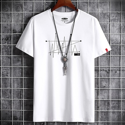 

Men's T shirt Tee Graphic Round Neck Yellow Dark Gray Light Blue White Black Print Casual Vacation Short Sleeve Clothing Apparel Lightweight Formal Breathable