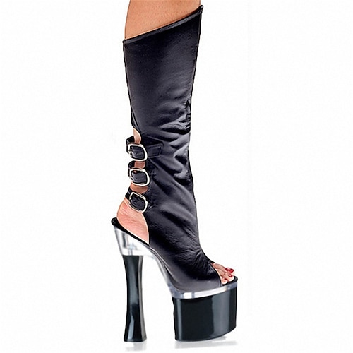 

Women's Boots Daily Beach Sandals Boots Summer Boots Crotch High Boots Mid Calf Boots Pumps Round Toe Closed Toe PU Leather Zipper Solid Colored Black