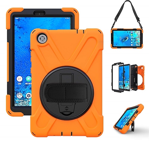 

Tablet Case Cover For Lenovo Tab P11 / Plus Tab P11 Pro Tab M10 HD M10 FHD Plus Tab M8 (FHD / HD) 360° Rotation Handle With Stand Shoulder Strap Solid Colored PC Silicone