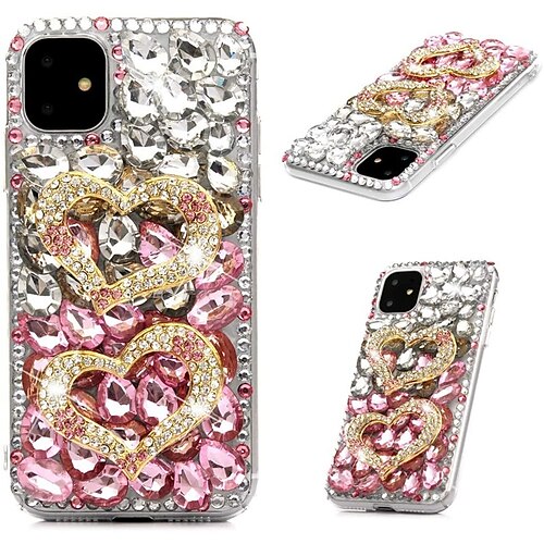 

telefone Capinha Para Apple Capa traseira iPhone 14 Pro Max 14 Plus 13 12 11 Pro Max Mini X XR XS Com Strass Anti-poeira Antichoque Coração diamante de cristal TPU