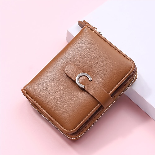 

Women's Wallet PU Leather Polyester Zipper Solid Color Daily Outdoor Red Brown Black Pink Almond