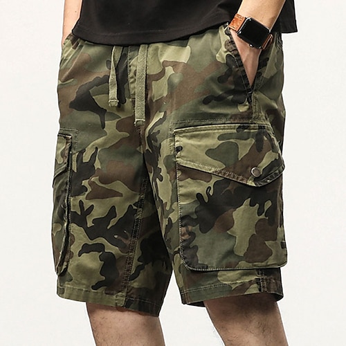 

Men's Hiking Cargo Shorts Hiking Shorts Military Summer Outdoor 12"" Ripstop Breathable Quick Dry Multi Pockets Shorts Bottoms Knee Length Drawstring Army Green Grey Cotton Camping / Hiking Fishing