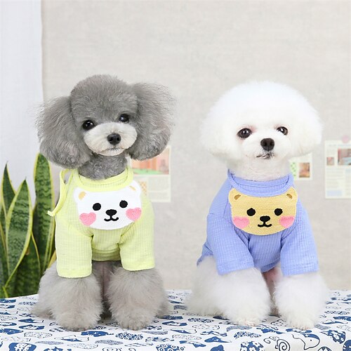 

Dog Cat Shirt / T-Shirt Solid Colored Animal Cute Sweet Dailywear Casual / Daily Dog Clothes Puppy Clothes Dog Outfits Soft Green Blue Yellow Costume for Girl and Boy Dog Cotton S M L XL 2XL