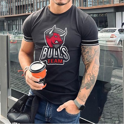 

Herren T Shirt Graphic Kuh Rundhalsausschnitt Schwarz Casual Täglich Kurzarm Bekleidung Baumwolle Sport Modisch Leicht Groß und hoch / Sommer