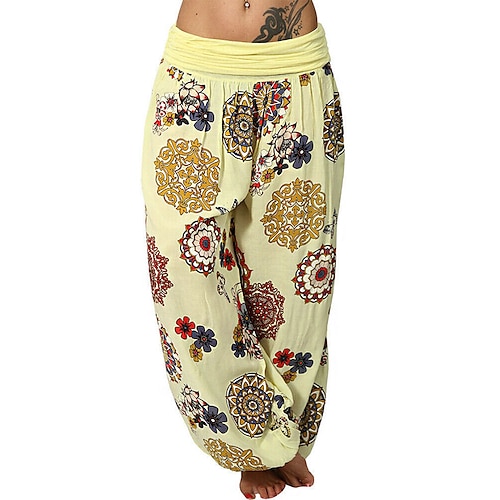 

Women's Plus Size Harem Pants Print Print Casual Casual Daily Natural Full Length Fall Spring Green White Black L XL XXL 3XL 4XL