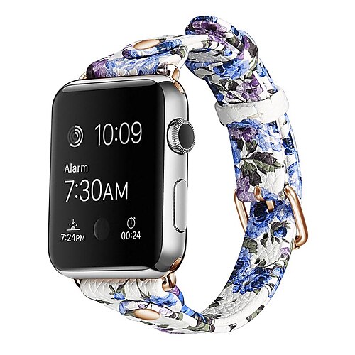 

1 pc Bracelet en Cuir Compatible avec Bracelet Apple Watch Élastique Cuir pleine fleur Bracelet de remplacement pour Ultra / SE, Series 8/7/6/5/4/3/2/1 49/45/44/42/41/40/38mm