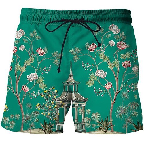 

Men's Casual Fashion Shorts Beach Shorts 3D Print Elastic Drawstring Design Knee Length Pants Daily Holiday Micro-elastic Graphic Bird Comfort Soft Mid Waist Green Blue Black Gray M L XL XXL 3XL