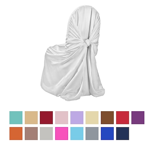 

White Silky Satin Universal Chair Covers Fits All Type of Chairs Event Dinning Slipcover for Wedding Party Banquet
