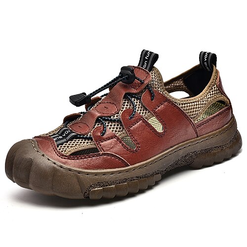 

Men's Sandals Fisherman Sandals Comfort Sandals Casual Beach Daily Faux Leather Black Khaki Brown Summer