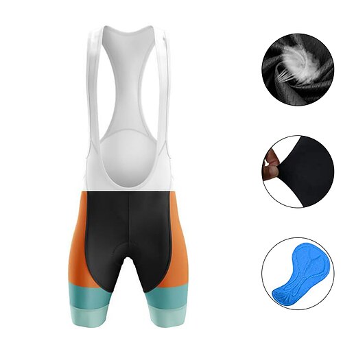 

21Grams Men's Cycling Bib Shorts Bike Bib Shorts Mountain Bike MTB Road Bike Cycling Sports Patchwork 3D Pad Cycling Breathable Quick Dry Blue Yellow Polyester Spandex Clothing Apparel Bike Wear