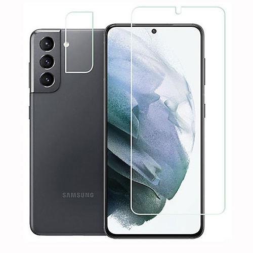 

4pack s21 screen protector tempered glass 2pcs2pcs camera lens protector support in-display fingerprinteasy install tray 9h hardness case-friendly for samsung galaxy s21(6.2)