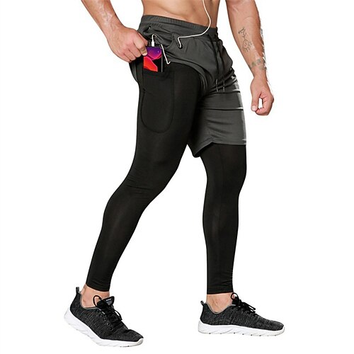 

Men's Sports Shorts Suits 2 in 1 Short Pants Casual Gym Camouflage Solid Color Sports Mid Waist White Black Army Green Camouflage Gray Dark Gray S M L XL 2XL