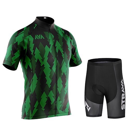 

CAWANFLY Men's Cycling Jersey with Shorts Short Sleeve Mountain Bike MTB Road Bike Cycling Green Black Bike Padded Shorts / Chamois Clothing Suit UV Resistant 3D Pad Anatomic Design Ultraviolet