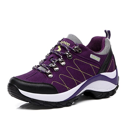 

Women's Trainers Athletic Shoes Plus Size Daily Flat Heel Round Toe Sporty Casual PU Leather Lace-up Solid Colored Black Peach Purple