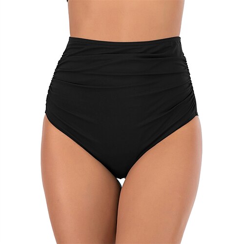 

Damen Badehose Schwimmshorts kurz Bikinihose mit hoher Taille Atmungsaktiv Rasche Trocknung Leicht Unten Hohe Taillenlinie Gerafft Schwimmen Strand Wassersport Einfarbig Sommer / elastisch