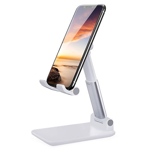 

New Phone Stand for Desk Foldable Portable Adjustable Tablet Cell Phone Holder Charging Dock Cellphone Holder Office, Sturdy Mobile Stand Hand Metal Desktop iPhone Stand
