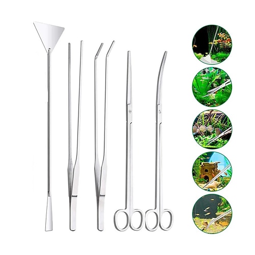 

Aquarium Cleaning Tools Stainless Steel Scissors Tweezers Tool Kit For Aquatic Plants Trimming And Beautifying Cleaning Tools