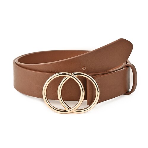 

Women's PU Buckle Belt PU Leather Metal Bucke O-ring Casual Classic Daily Holiday Brown